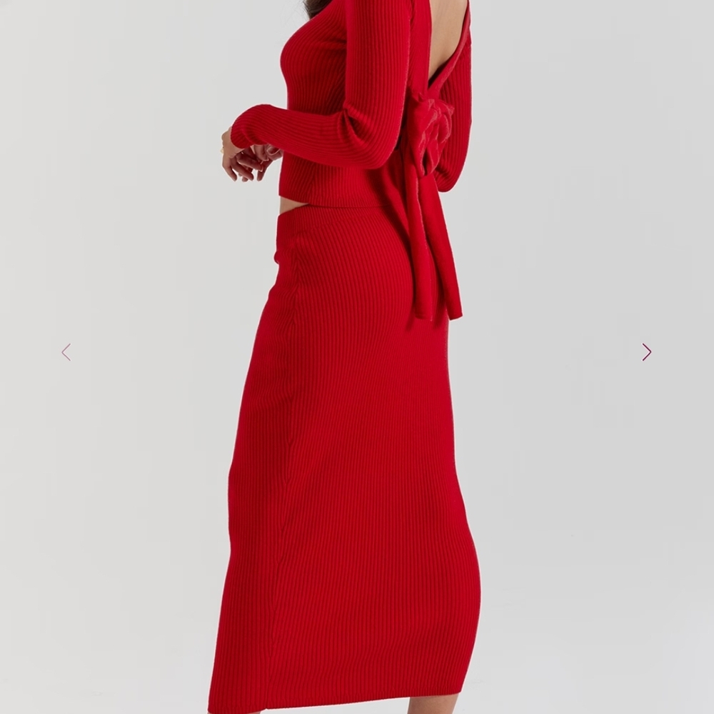 House of CB Skirt Vibrant Red Pencil Skirt
